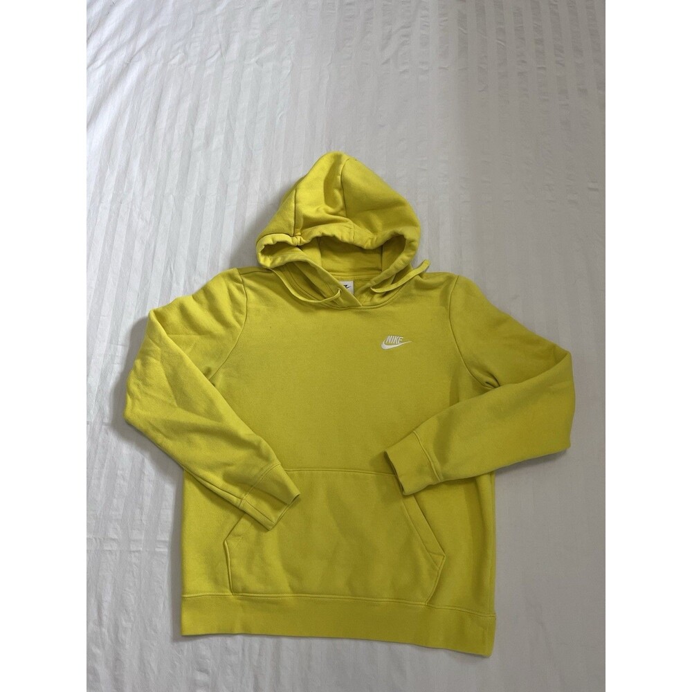 Nike Womens Club Fleece Pullover Hoodie Size Small S Yellow Sweatshirt Classic